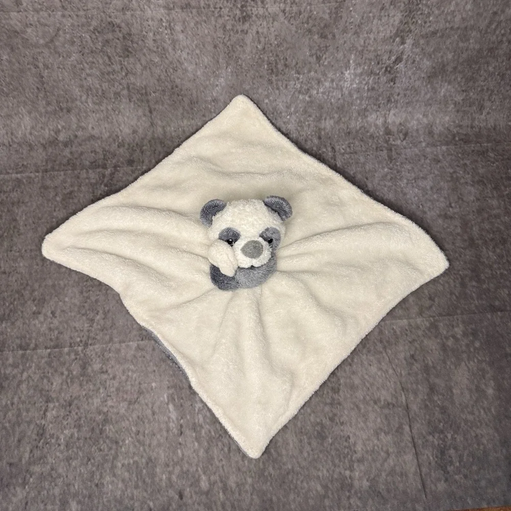 Carters Gray White Panda Security Blanket Lovey Plush